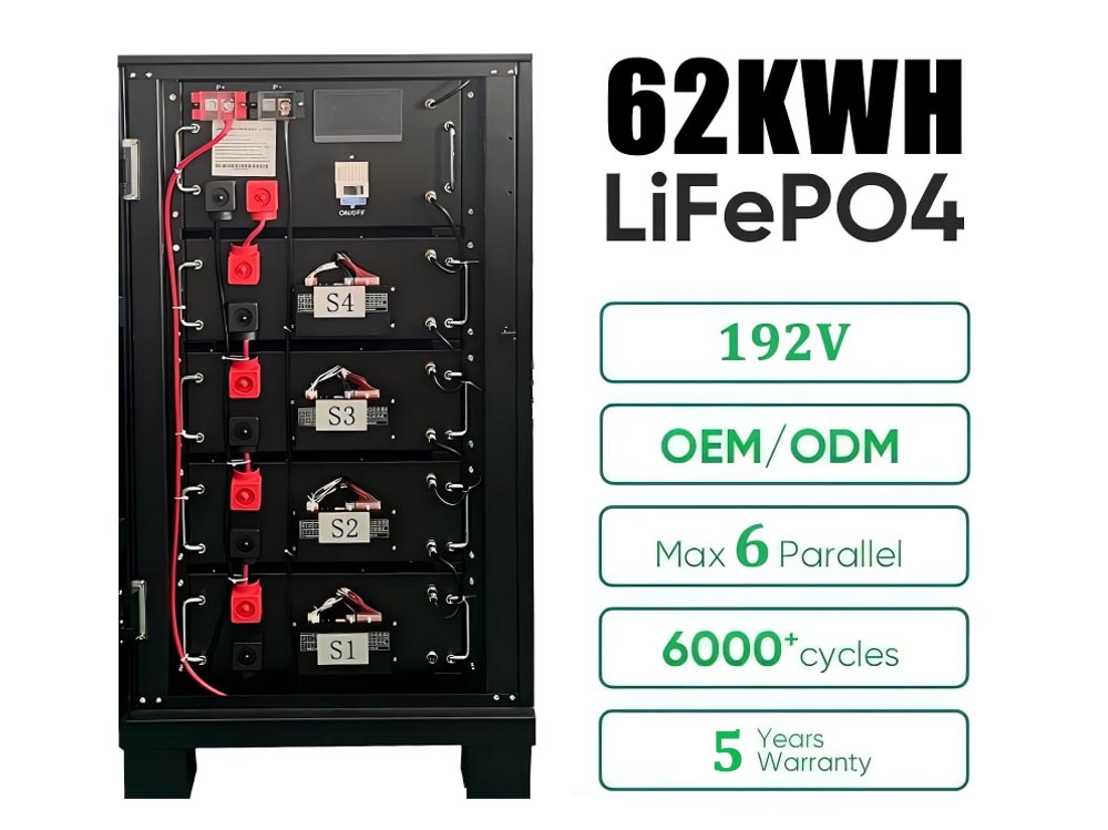 OEM ODM 62KWH 192V Solar lithium battery