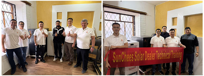 The sunchees engineering team went to the dealer's company to provide technical guidance